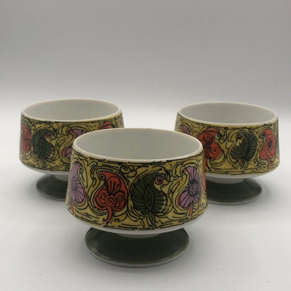 Vintage MCM Nasco Pacesetter Dish Set of 3 JAPAN Avocado green Yellow 1960 - Picture 2 of 6